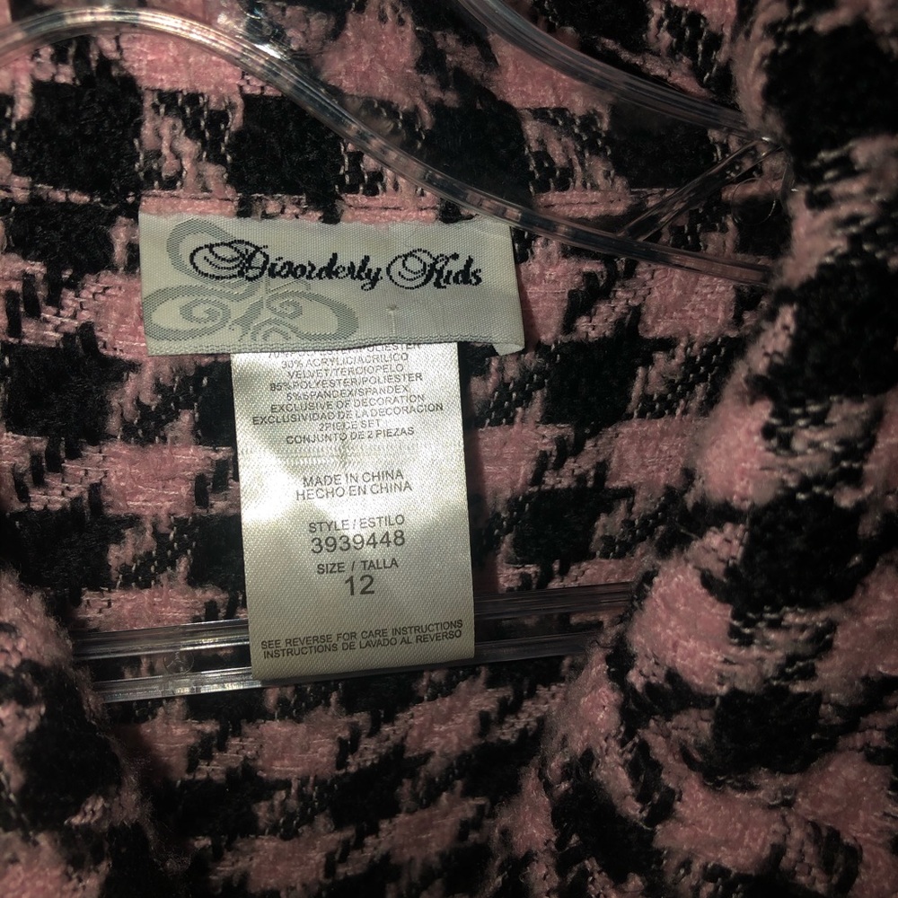Girls pink houndstooth wool - like coat
